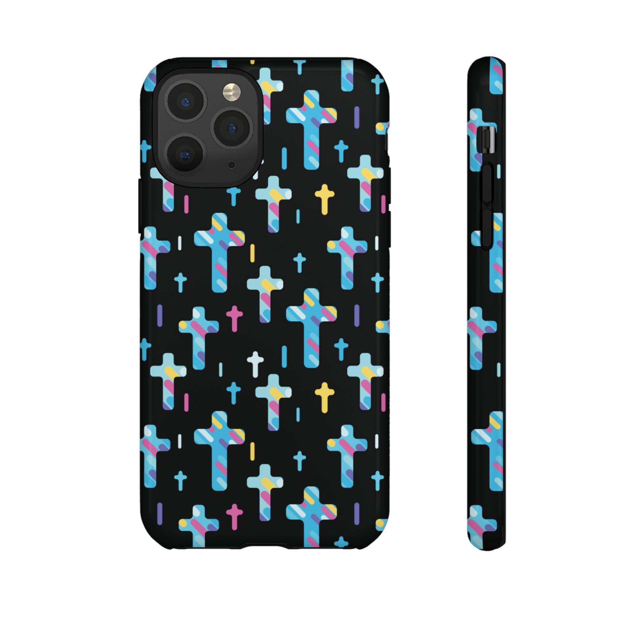 Funda para teléfono con cruz colorida | Protección inspirada en la fe para iPhone | Regalo católico y accesorio para el día a día