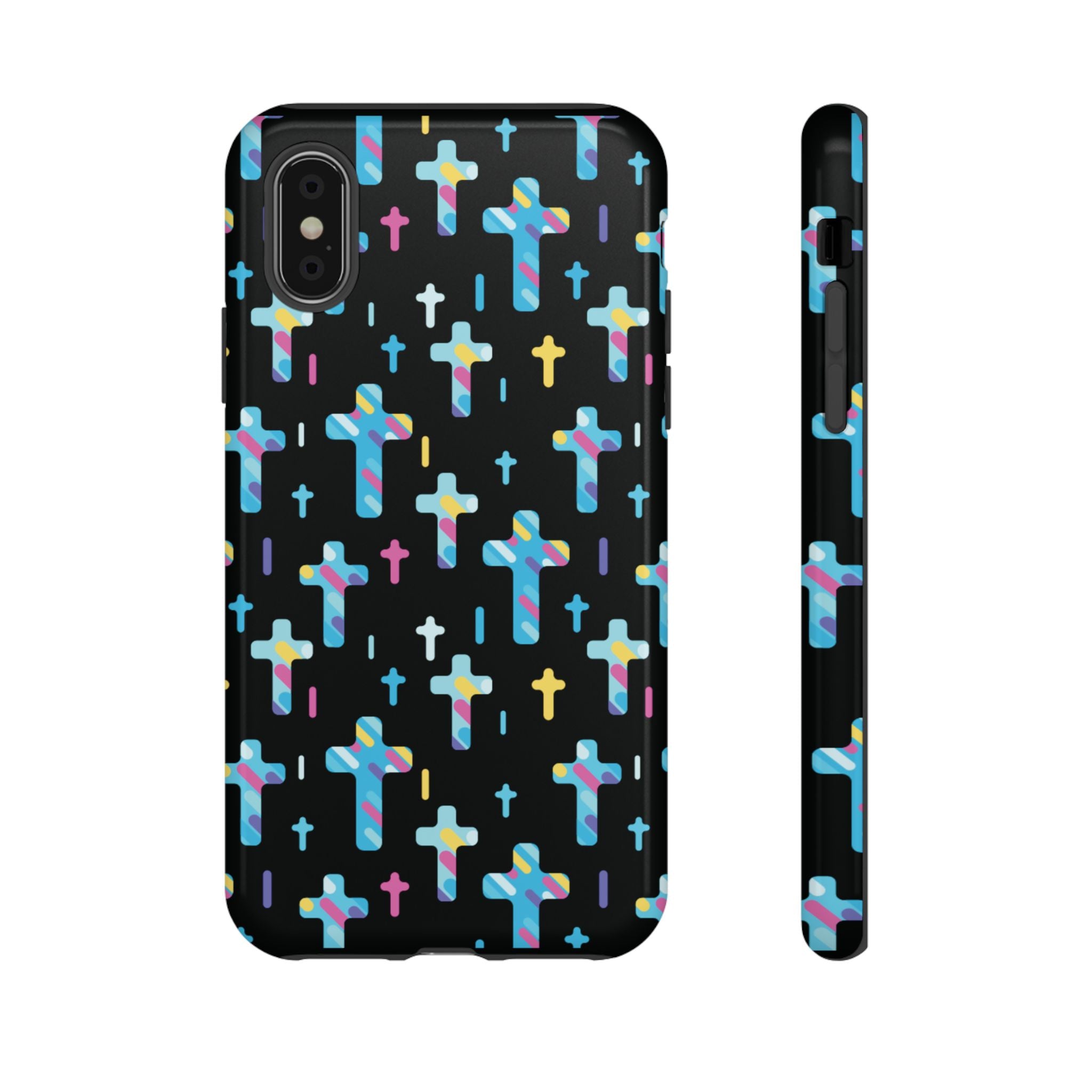 Funda para teléfono con cruz colorida | Protección inspirada en la fe para iPhone | Regalo católico y accesorio para el día a día