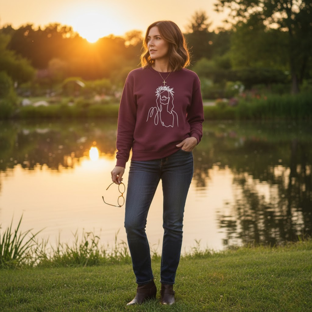 Sudadera de cuello redondo Corona de la Misericordia | Suéter inspirado en la fe para mujer