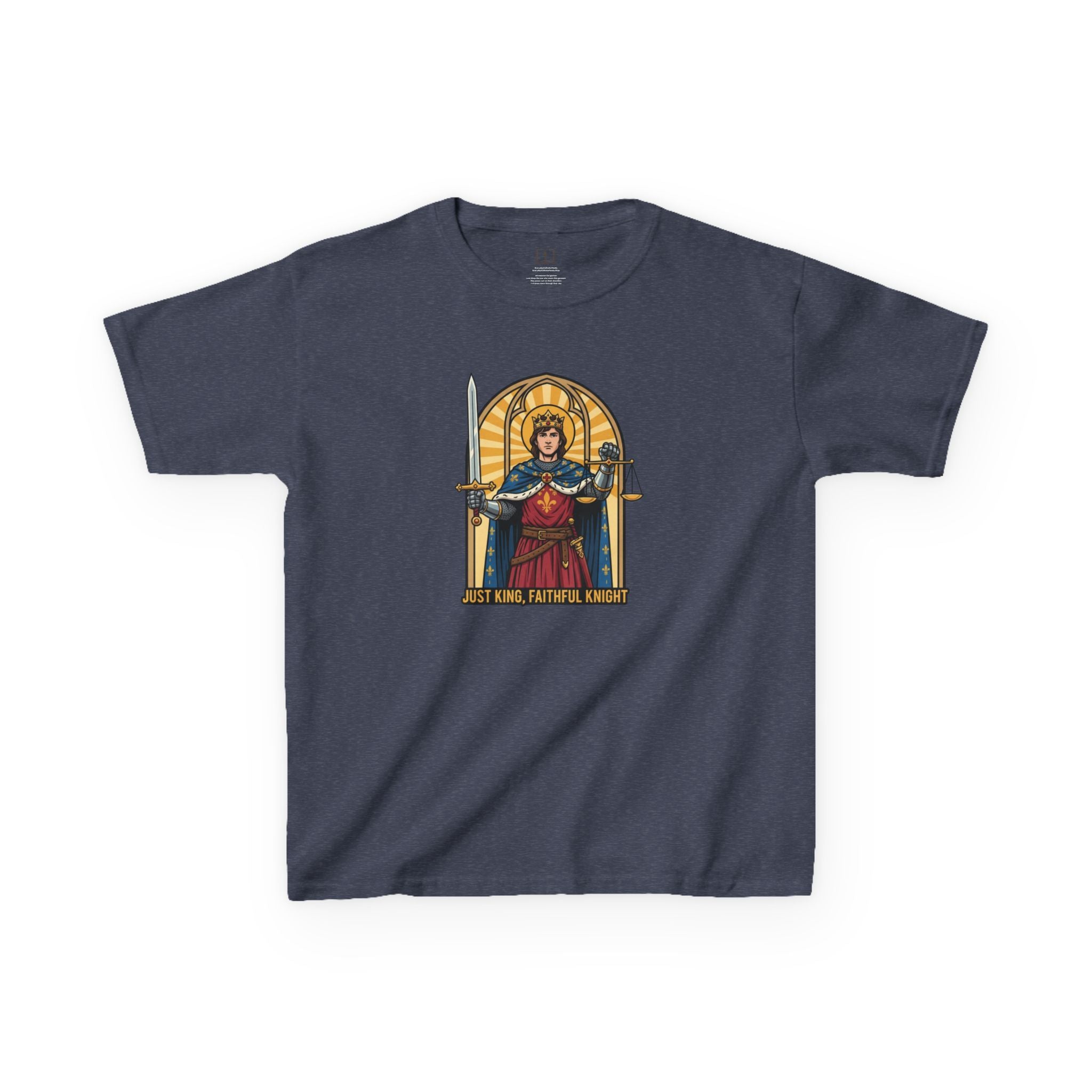Camiseta infantil de San Luis IX | Camiseta cristiana "Fiel Caballero" para niño
