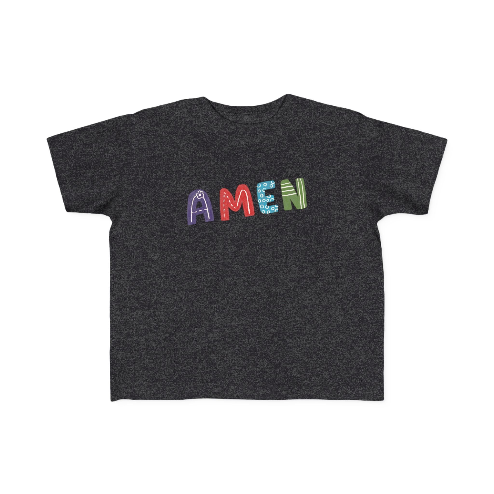 Camiseta de jersey colorida "AMEN" para niños pequeños: ropa cómoda y divertida para niños