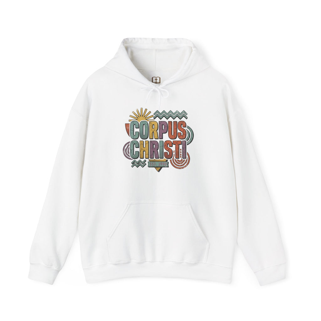 Corpus Christi Est. 1999 Retro Hoodie | Catholic Coastal Comfort