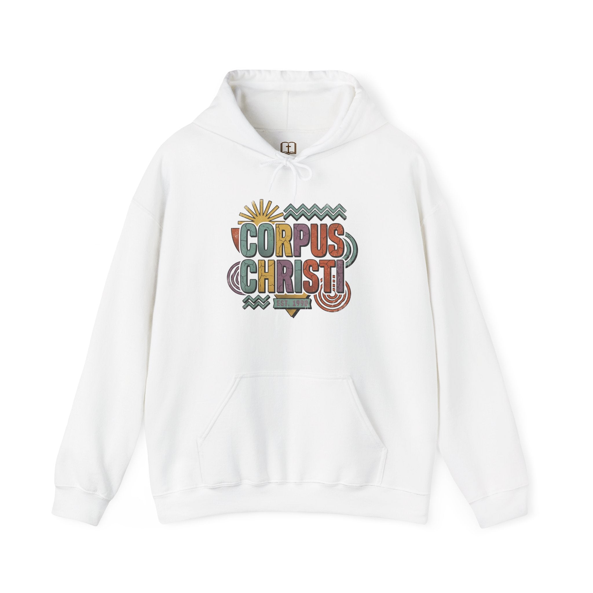 Corpus Christi Est. 1999 Retro Hoodie | Catholic Coastal Comfort