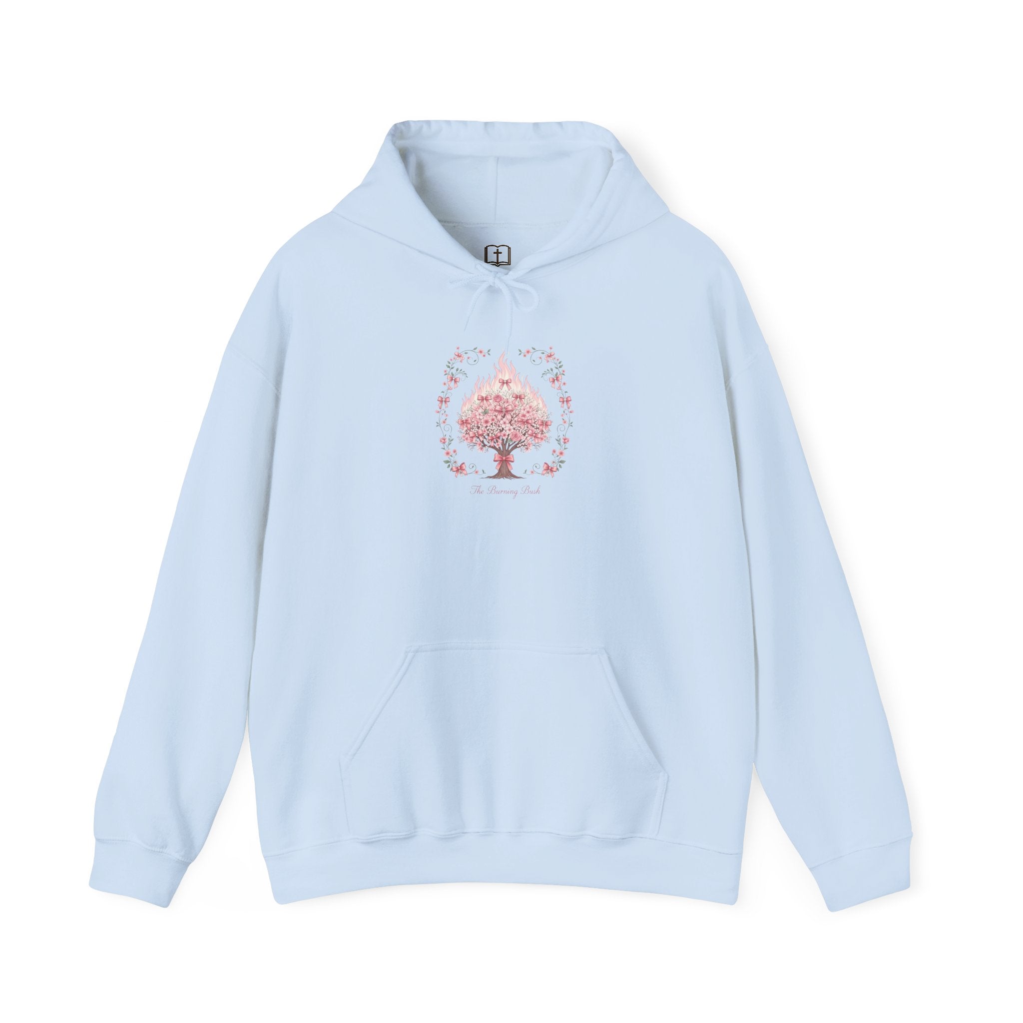Sudadera católica con estampado floral rosa de la Zarza Ardiente | Sudadera inspirada en la fe