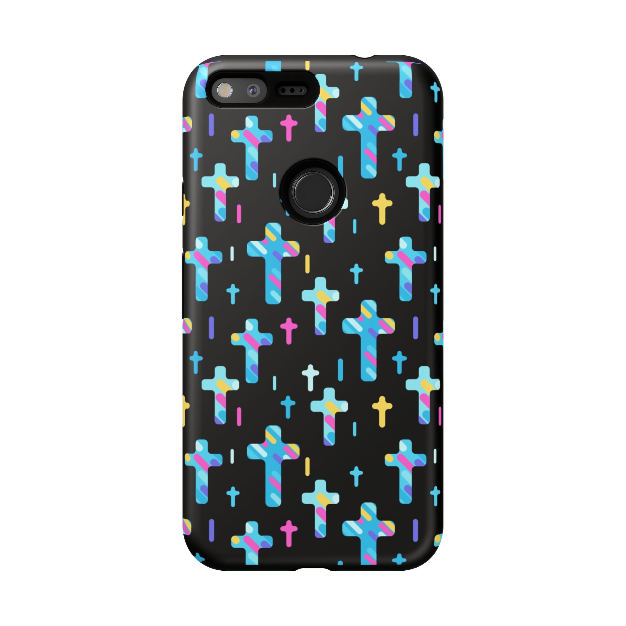 Funda para Google Pixel con cruz colorida | Protección inspirada en la fe | Regalo cristiano y accesorio para el día a día