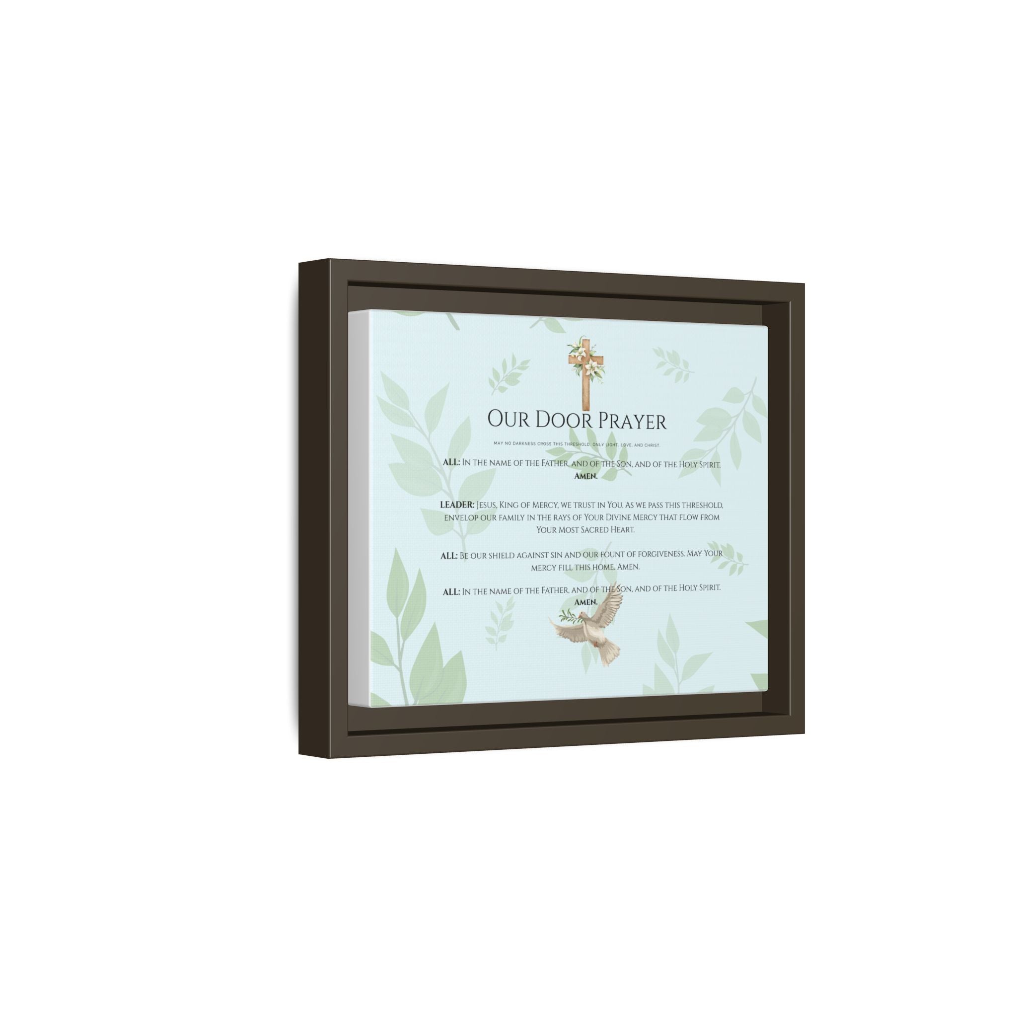 Lienzo mate enmarcado — Arte mural del Sagrado Corazón “Oración de Nuestra Puerta”