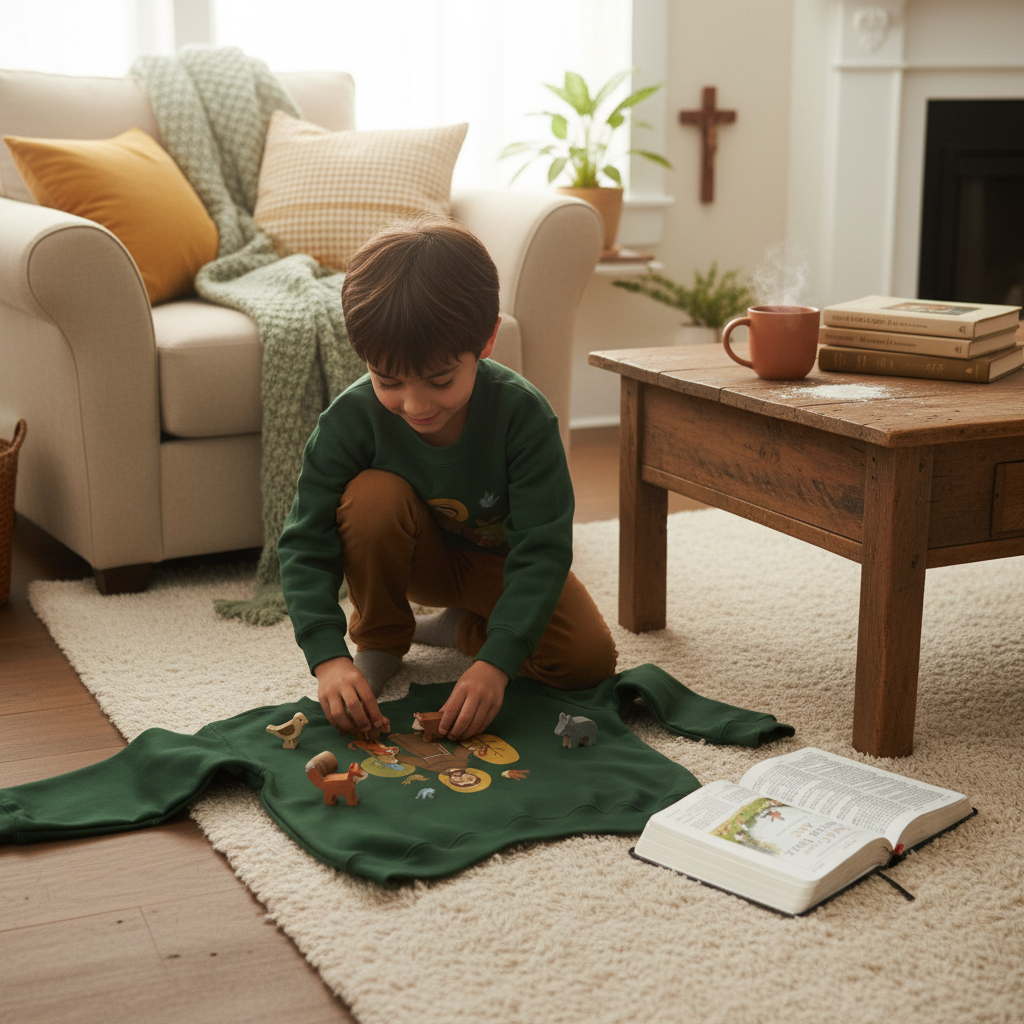 Sudadera católica de cuello redondo para niños de San Francisco de Asís