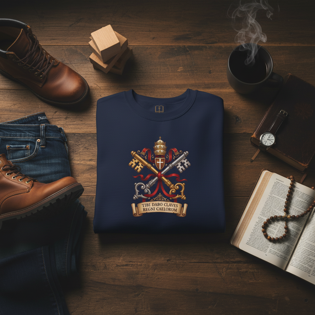 Papal Keys to the Kingdom Catholic Sweatshirt | Vatican Emblem Crewneck