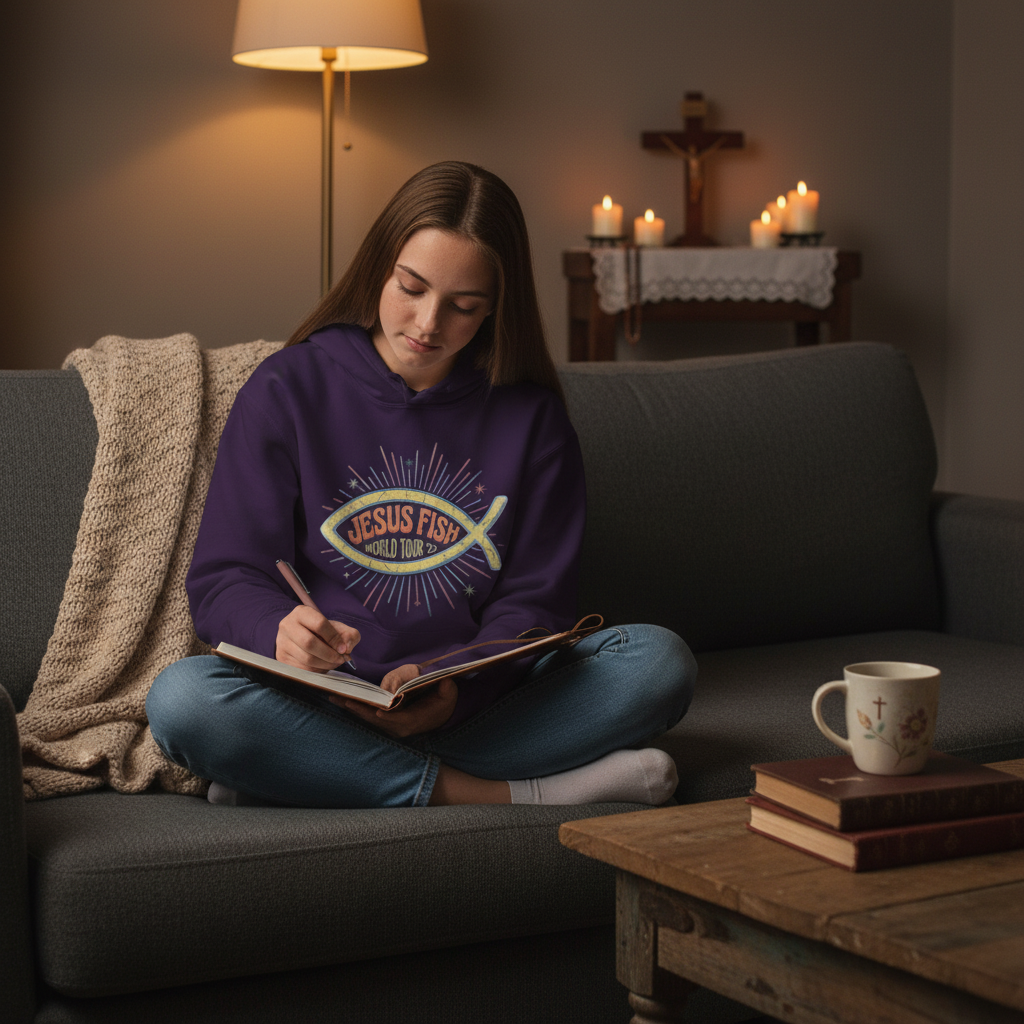 Retro Jesus Fish World Tour '78 Christian Hoodie