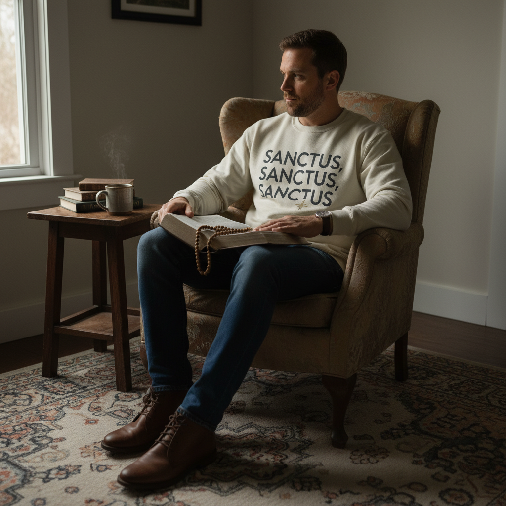 Sanctus, Sanctus, Sanctus Catholic Crewneck Sweatshirt | Holy Faith Apparel