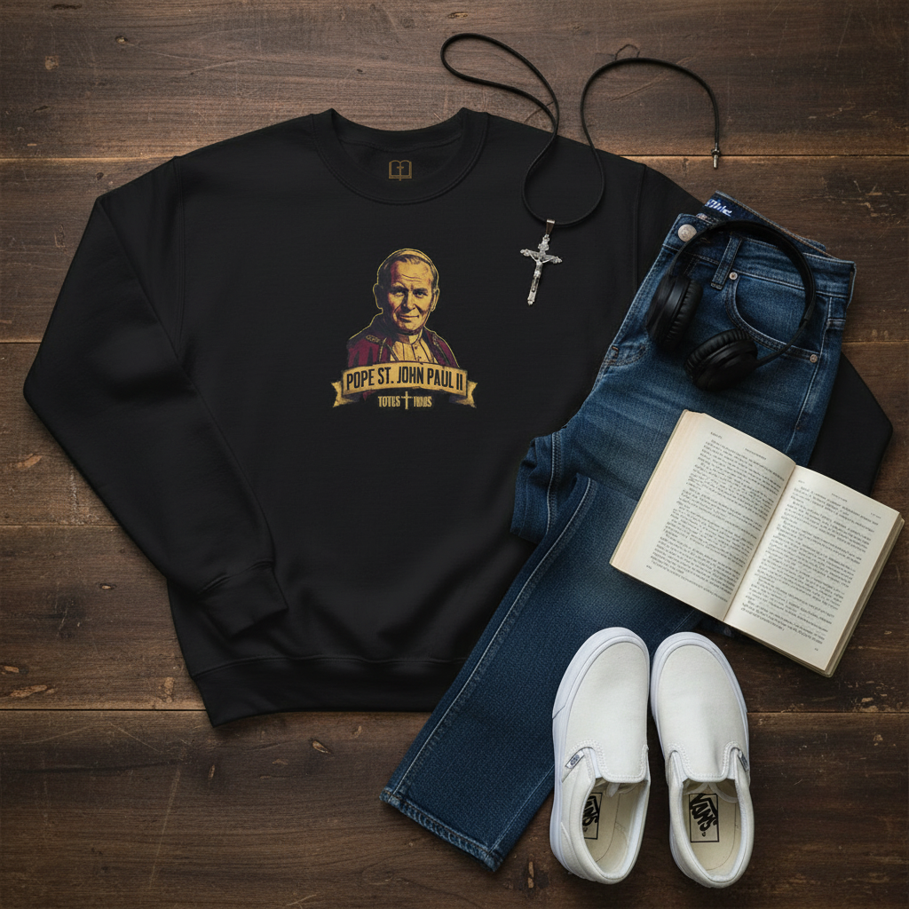 Pope St. John Paul II 'Totus Tuus' Vintage Crewneck Sweatshirt