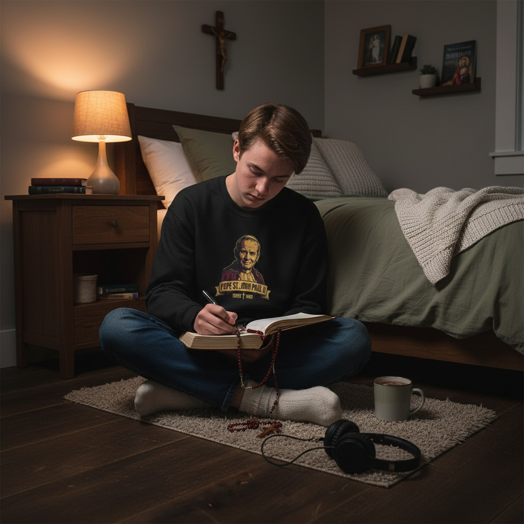 Pope St. John Paul II 'Totus Tuus' Vintage Crewneck Sweatshirt