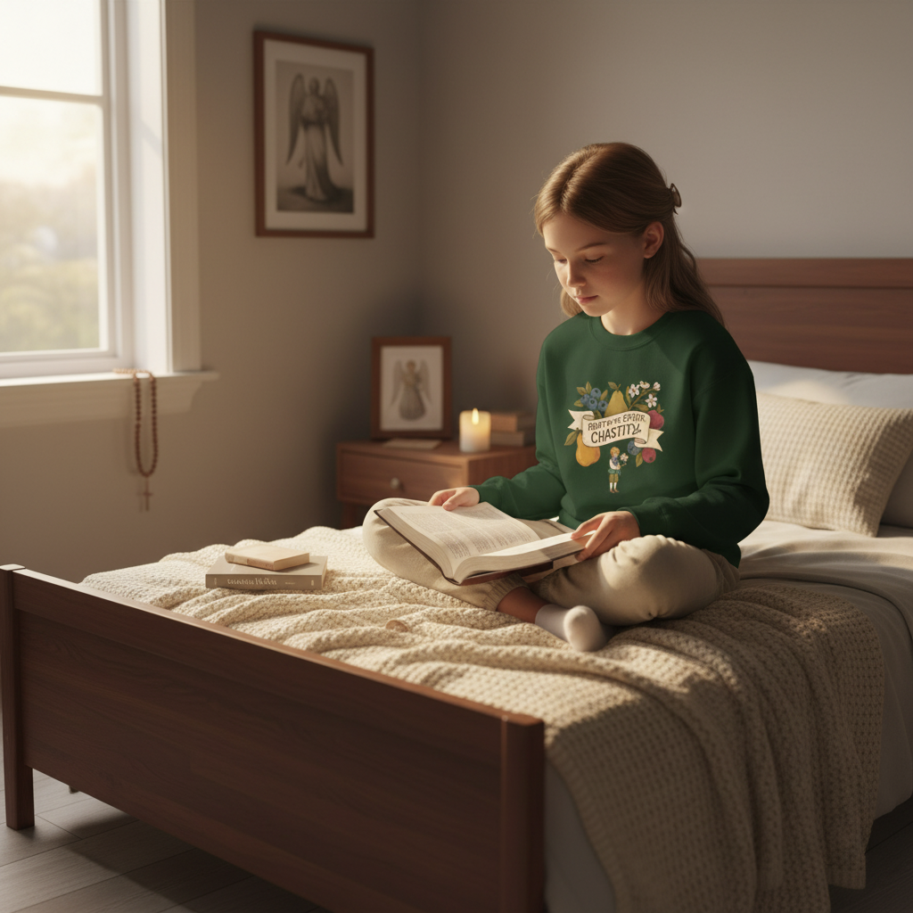 Fruit of the Spirit: Chastity | Catholic Youth Crewneck Sweatshirt