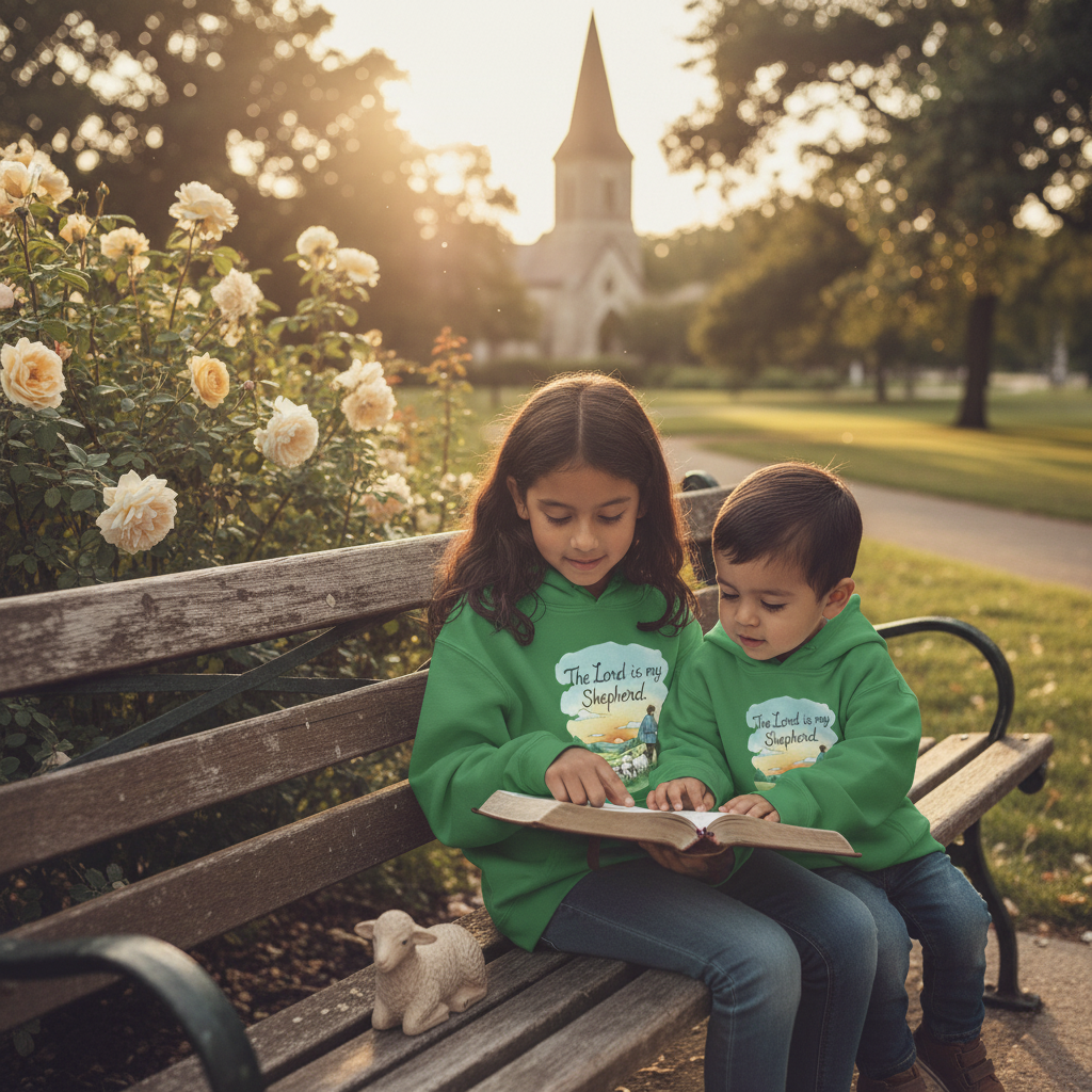 Sudadera con capucha juvenil: "El Señor es mi pastor" Sudadera cristiana para niños