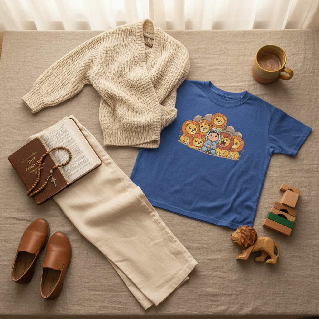 Faithful Daniel in the Lions' Den Kids' Tee | Catholic Story Shirt