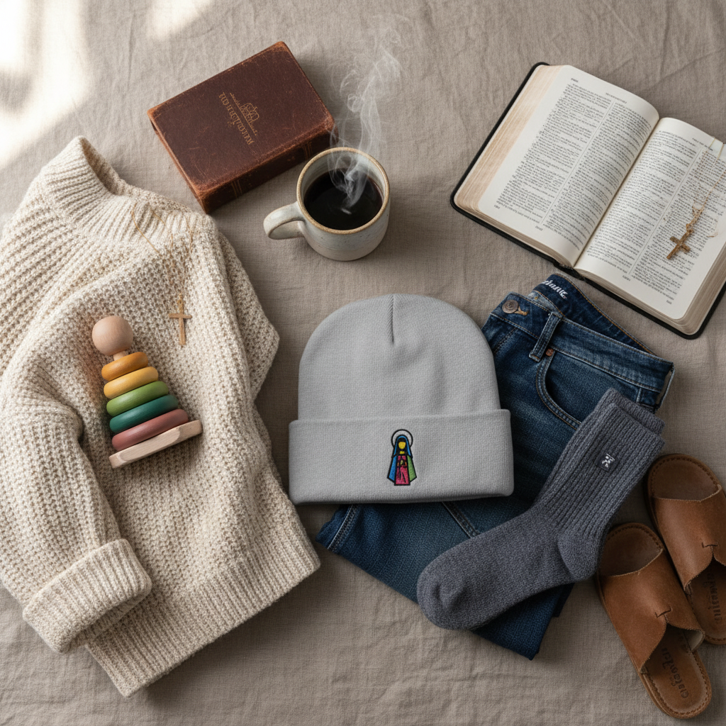 Gorro bordado con la Devoción Mariana: un gorro acogedor con la fe católica