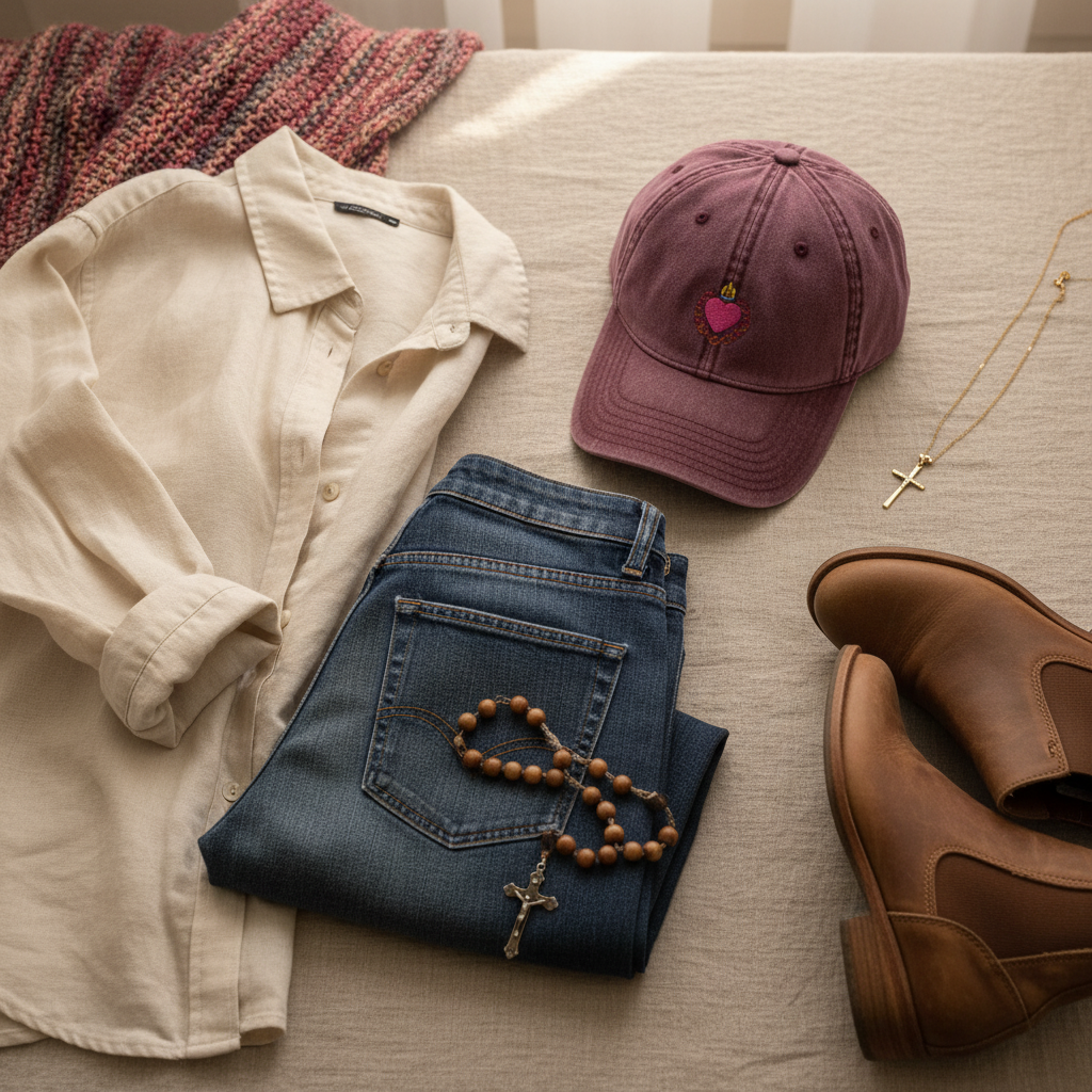 Gorra de béisbol vintage bordada con el Sagrado Corazón | Gorra católica 