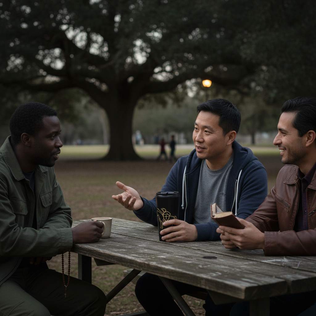 Taza de viaje Caballero Guerrero Espiritual - Escudo de Cruz Dorada | Católica 