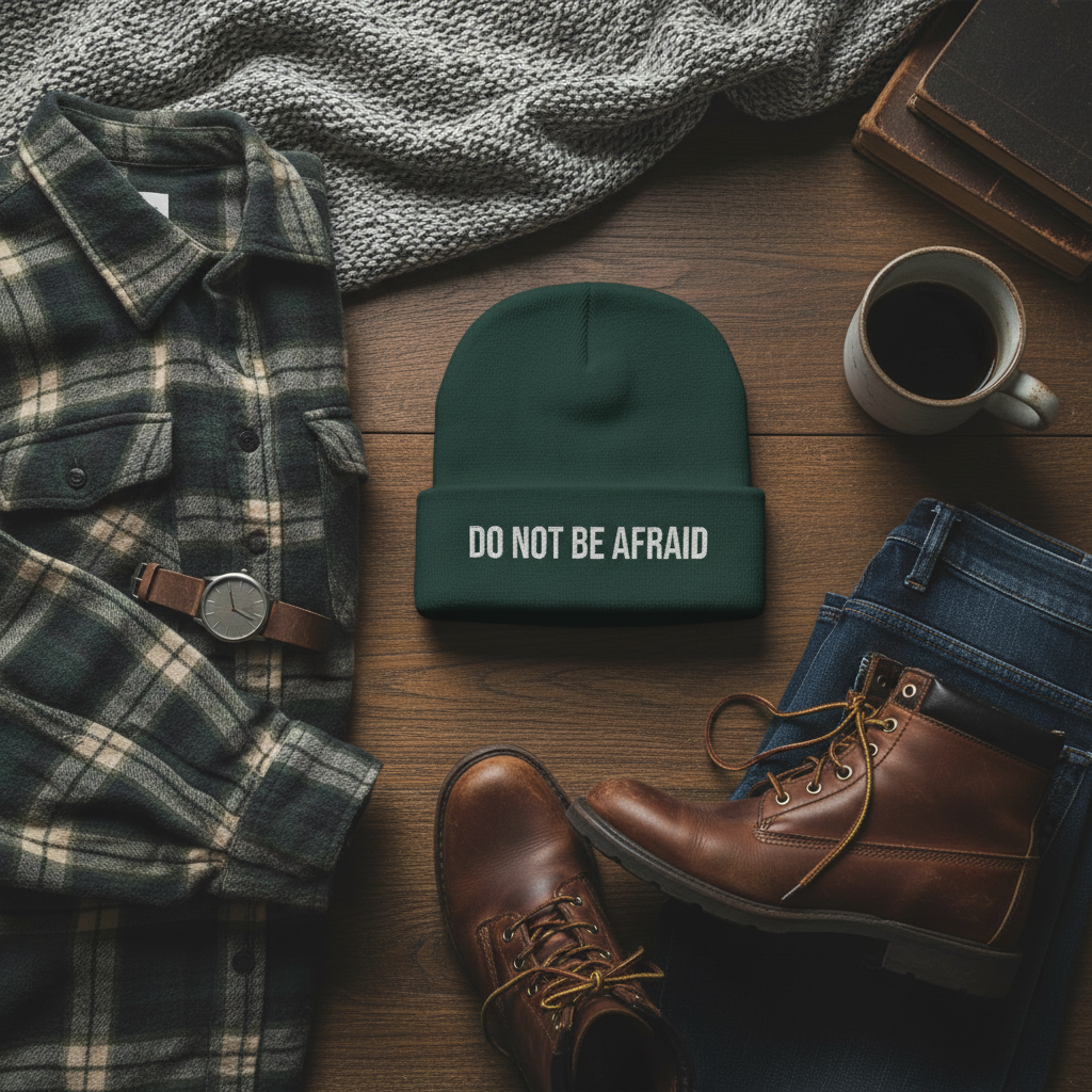 Gorro católico "No tengas miedo" | Gorro de invierno tejido 