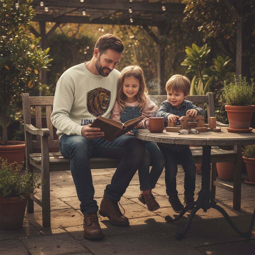 Sudadera de cuello redondo del León de Judá - Ropa de fe católica para hombre