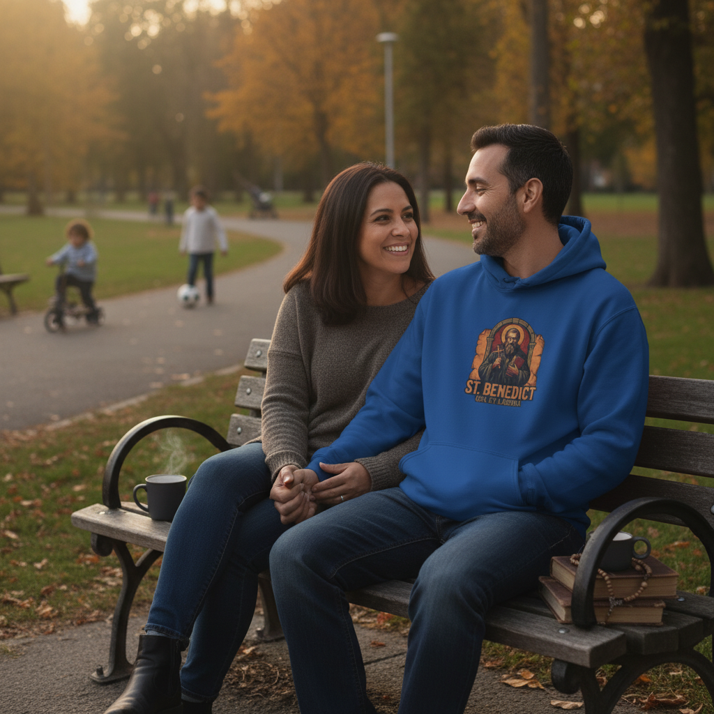 St. Benedict Ora et Labora Catholic Hoodie - Vintage Faith Sweatshirt