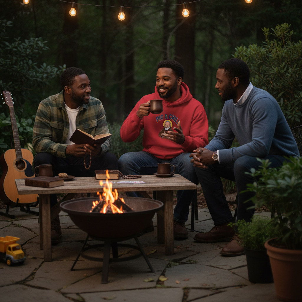 Sudadera católica Pio &amp; Chill Padre Pío | Ropa espiritual y cómoda