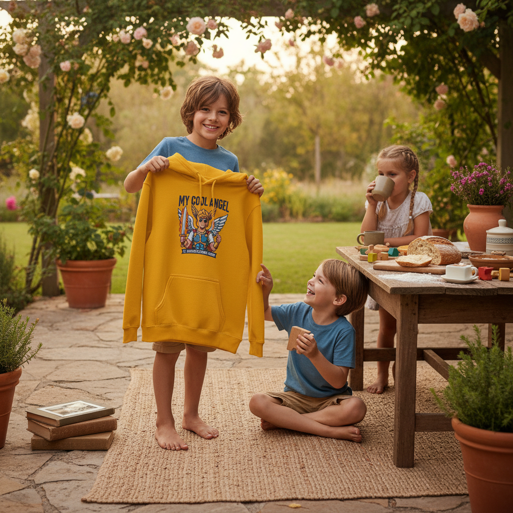 Sudadera juvenil My Cool Angel San Miguel - Ropa católica para niños