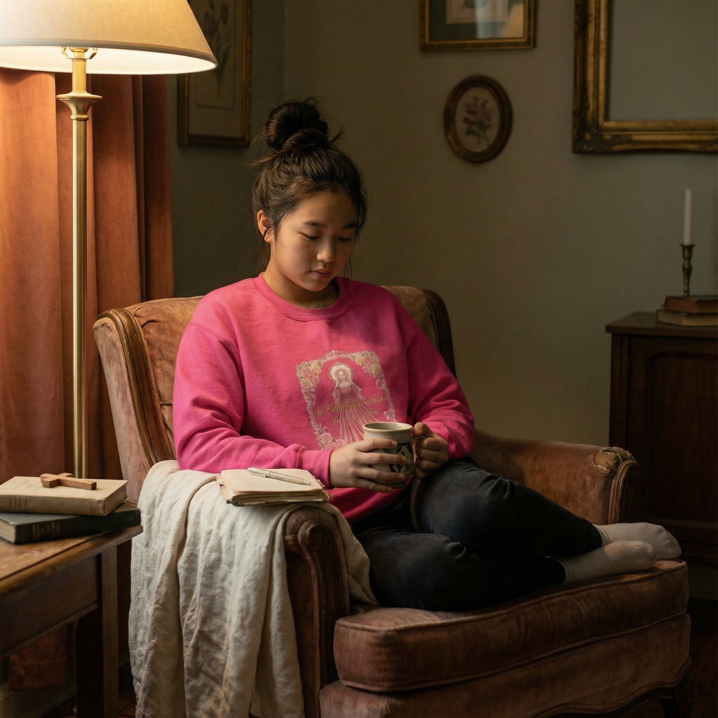 St. Catherine of Siena Patroness of Fire Crewneck Sweatshirt