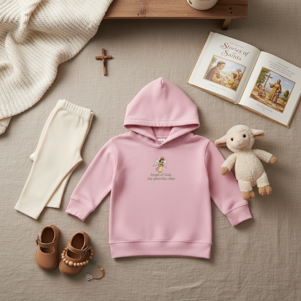 Sudadera con capucha de ángel de la guarda para niños pequeños: "Mi ángel de la guarda, mi querido ángel de la guarda". 